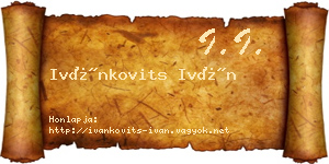 Ivánkovits Iván névjegykártya